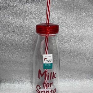 Sincere Snow Milk for Santa Bottle with Straw
